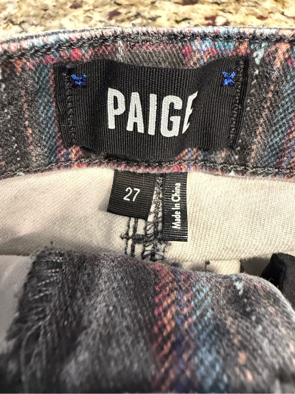 Paige Hoxton Ankle plaid jeans retro blue black red white SZ 27” waist - Picture 5 of 12